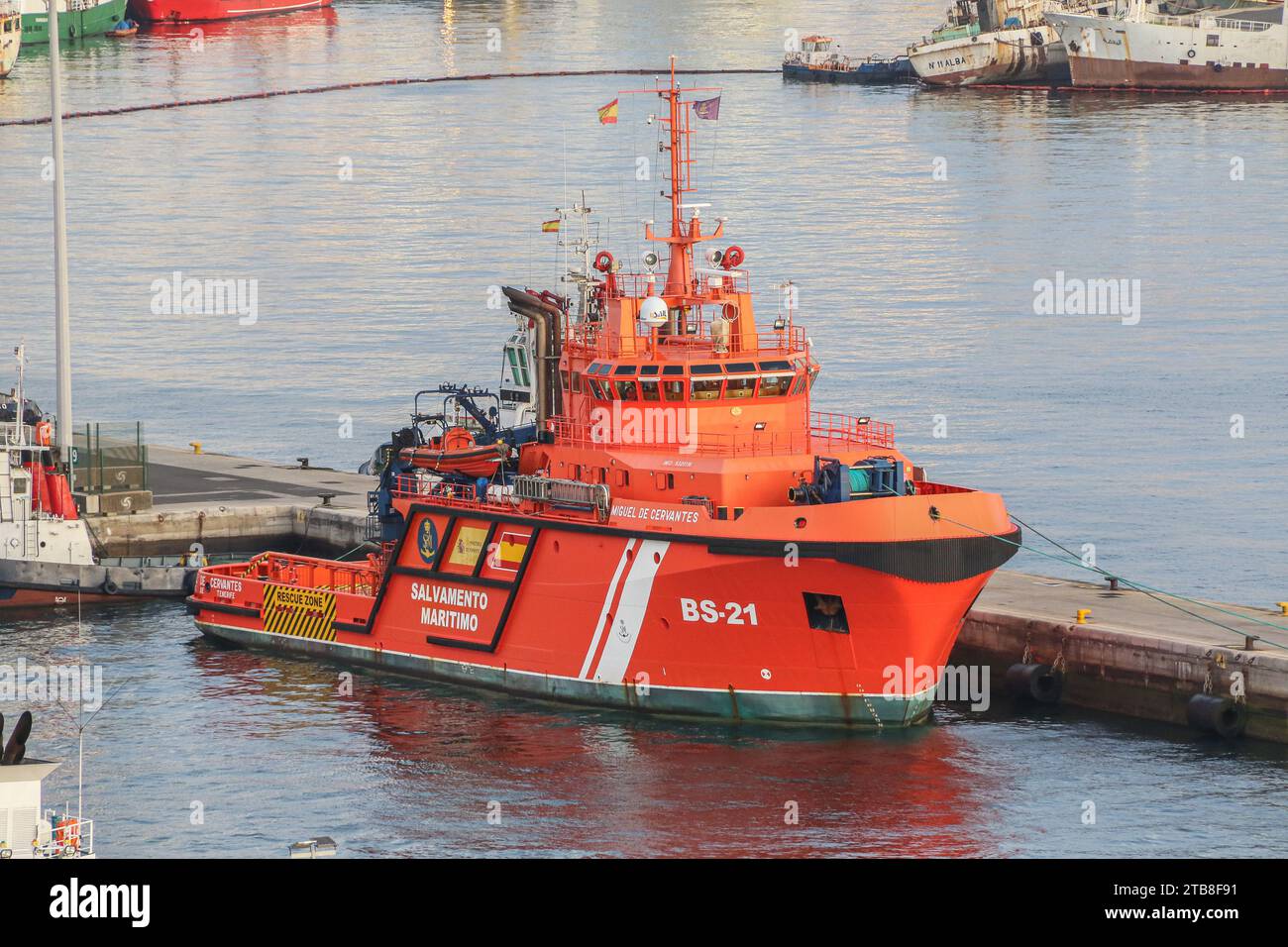 BS-21 Miguel de Cervantes Hochseerechtsschiff & Verschmutzungsreaktion Tug-Schiff, Spanische Mehrzweck-Ozeanbergung, Las Palmas de Gran Canaria, Spanien Stockfoto