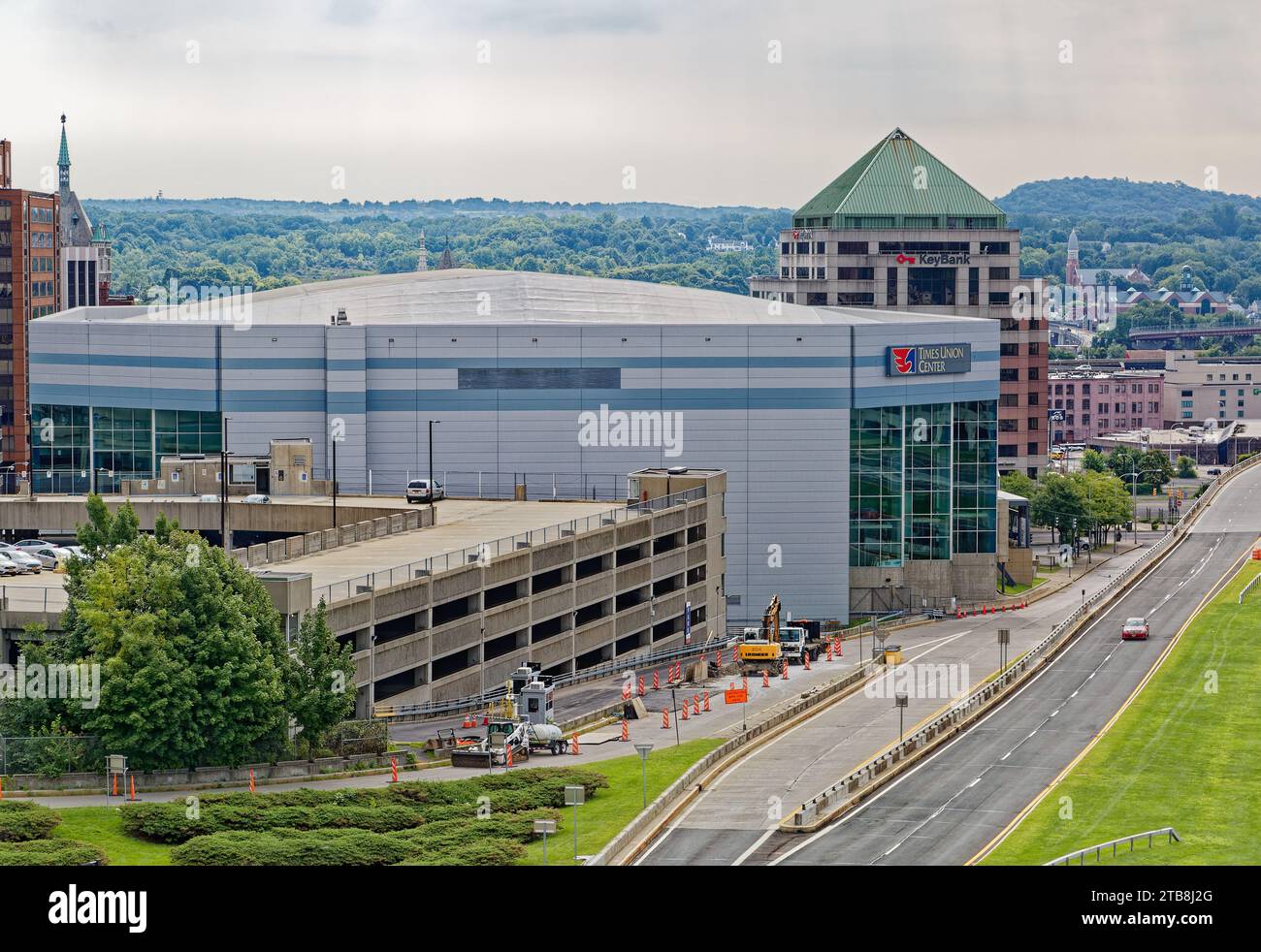 2018 Foto vom Sport- und Veranstaltungsort Times Union Center, ursprünglich Knickerbocker Arena und auch bekannt als Pepsi Arena und MVP Arena. Stockfoto