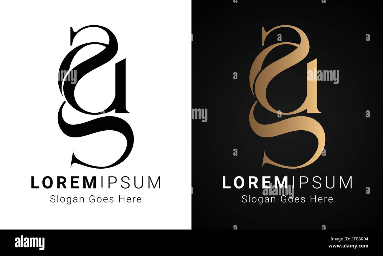 Luxury Initial AG- oder GA-Monogramm-Logo-Design Stock Vektor