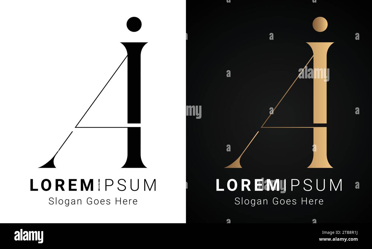 Luxuriöses Initial AI- oder IA Monogramm-Logo-Design Stock Vektor