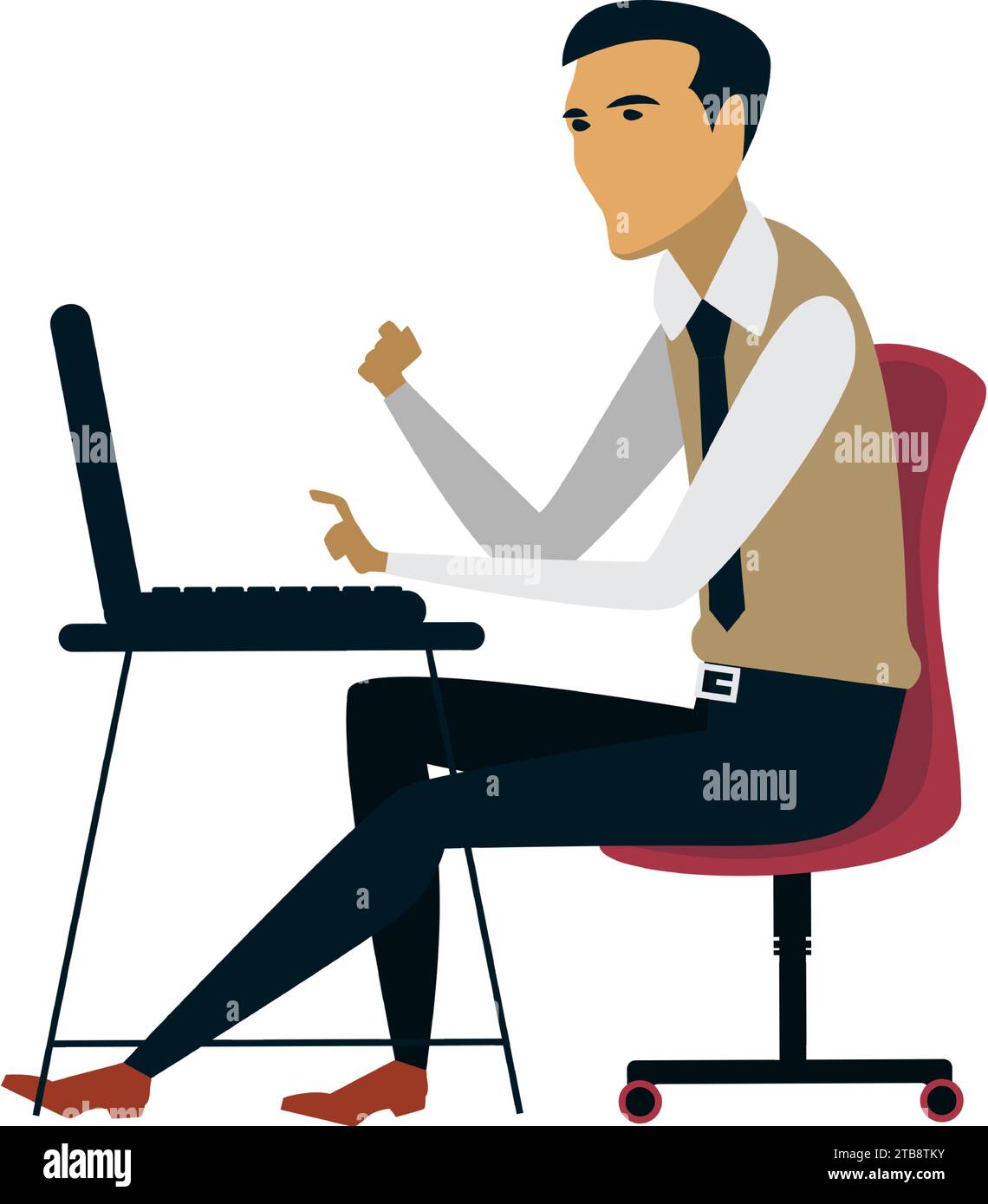 Büromann arbeitet an Laptop-Vektor-Deadline-Symbol Stock Vektor