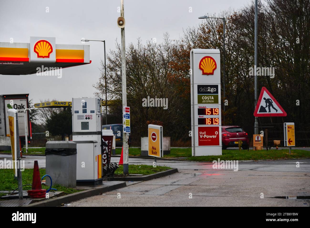 Die Shell-Garage bei Caxton Gibbet Stockfoto