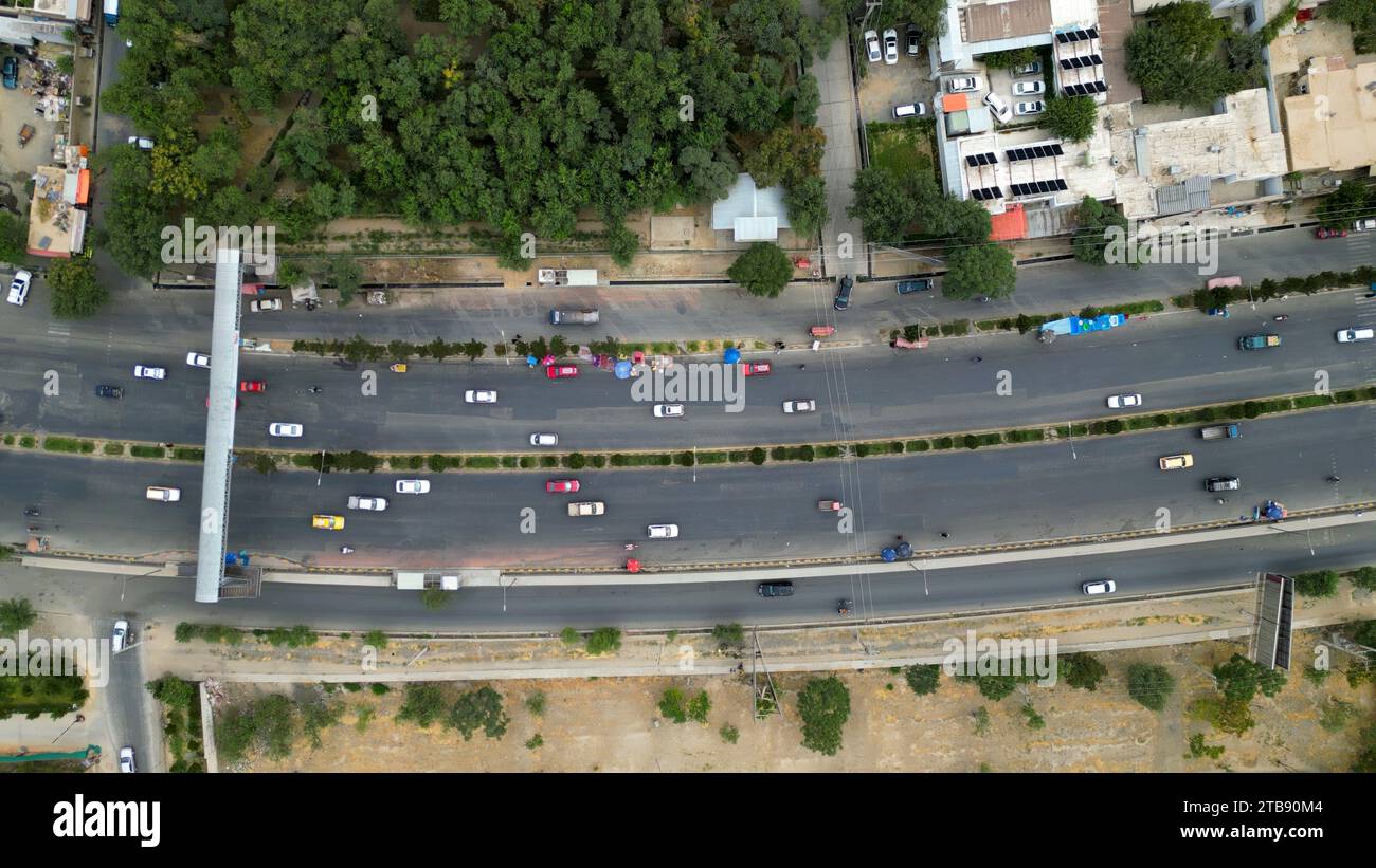 Luftaufnahme von oben nach unten auf die Straße in Kabul Stadt Afghanistan Stockfoto