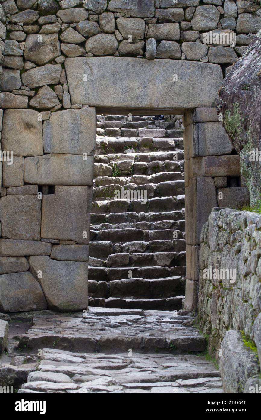 Eingang in Machu Picchu; Machu Picchu, Peru Stockfoto