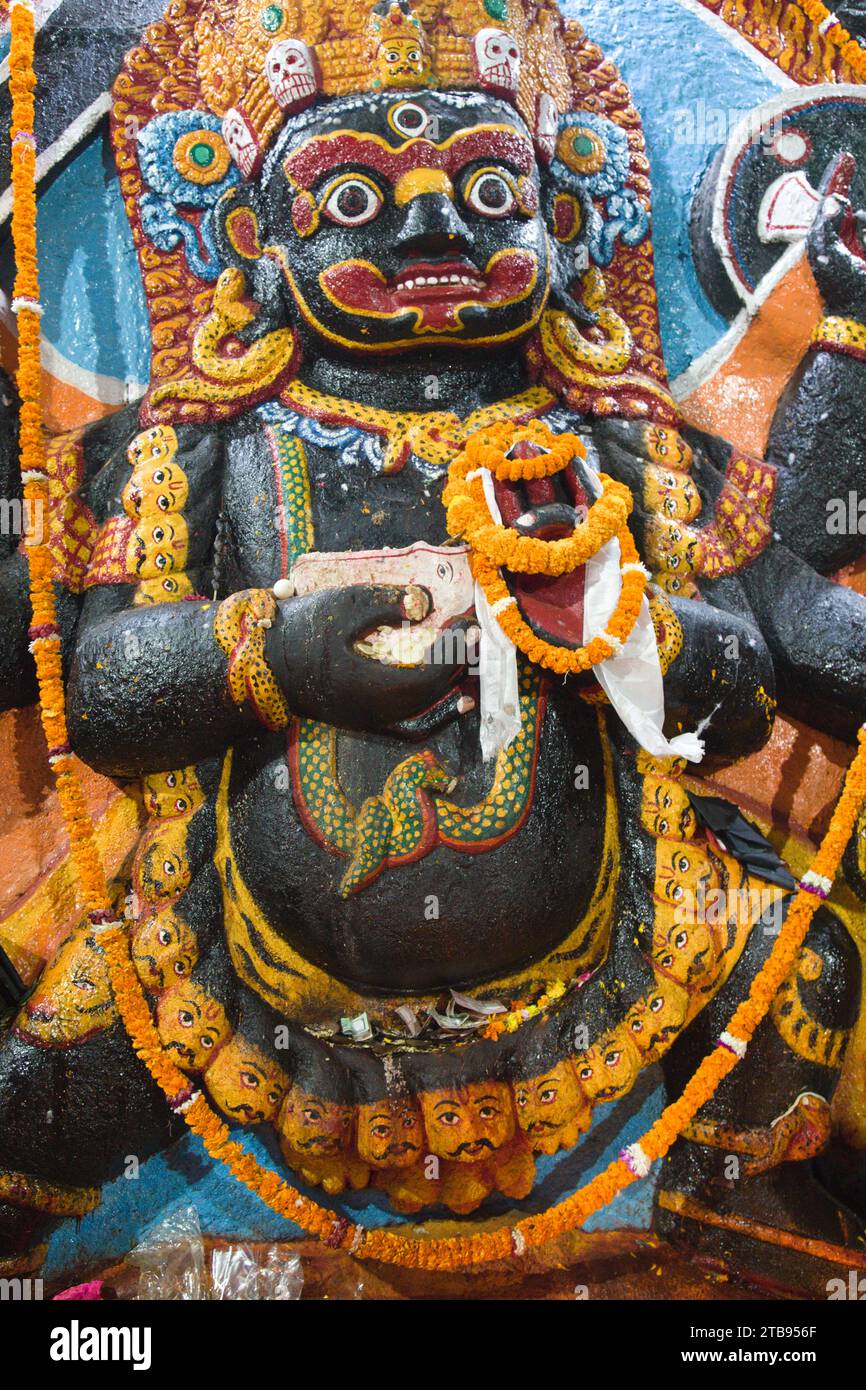 Nepal, Kathmandu, Durbar Square, Kala Bhairab, Black Bhairab, Stockfoto