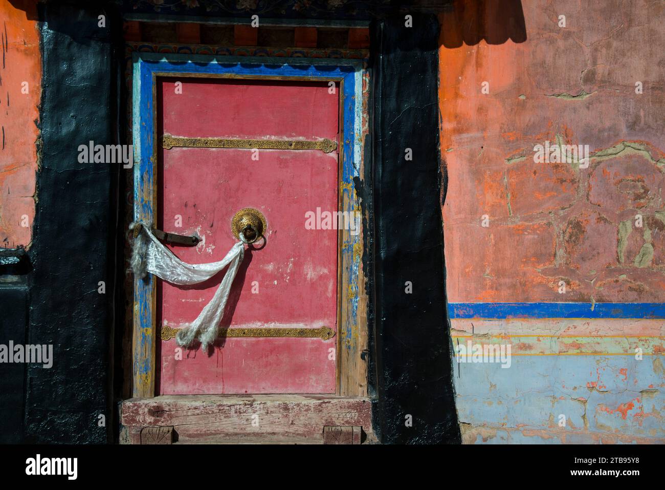 Architektonisches Detail des Jokhang-Tempels, Lhasa, Tibet Stockfoto