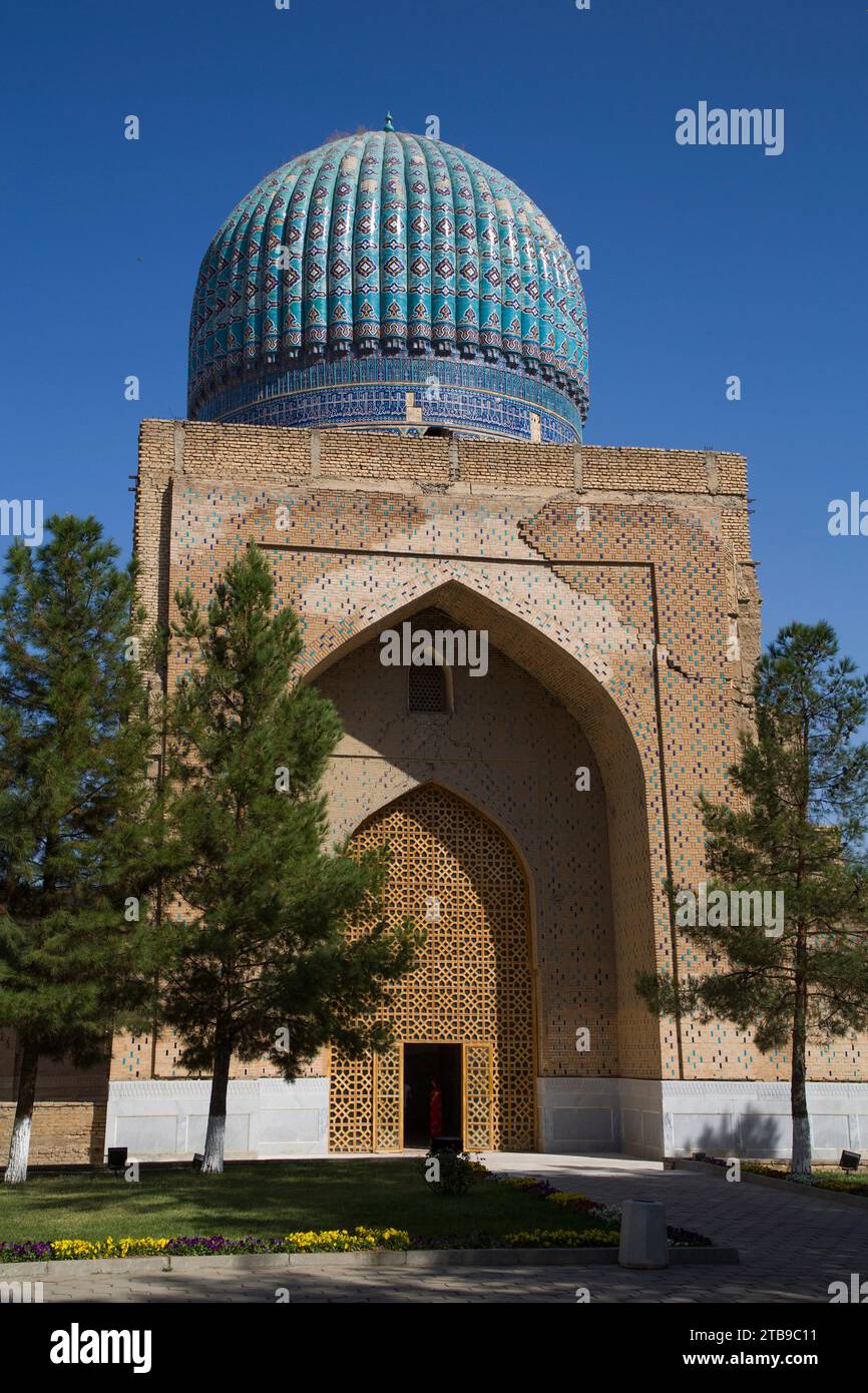 Außenseite der Kuppel auf dem Dach der Bibi-Chanym-Moschee, erbaut 1399–1405; Samarkand, Usbekistan Stockfoto