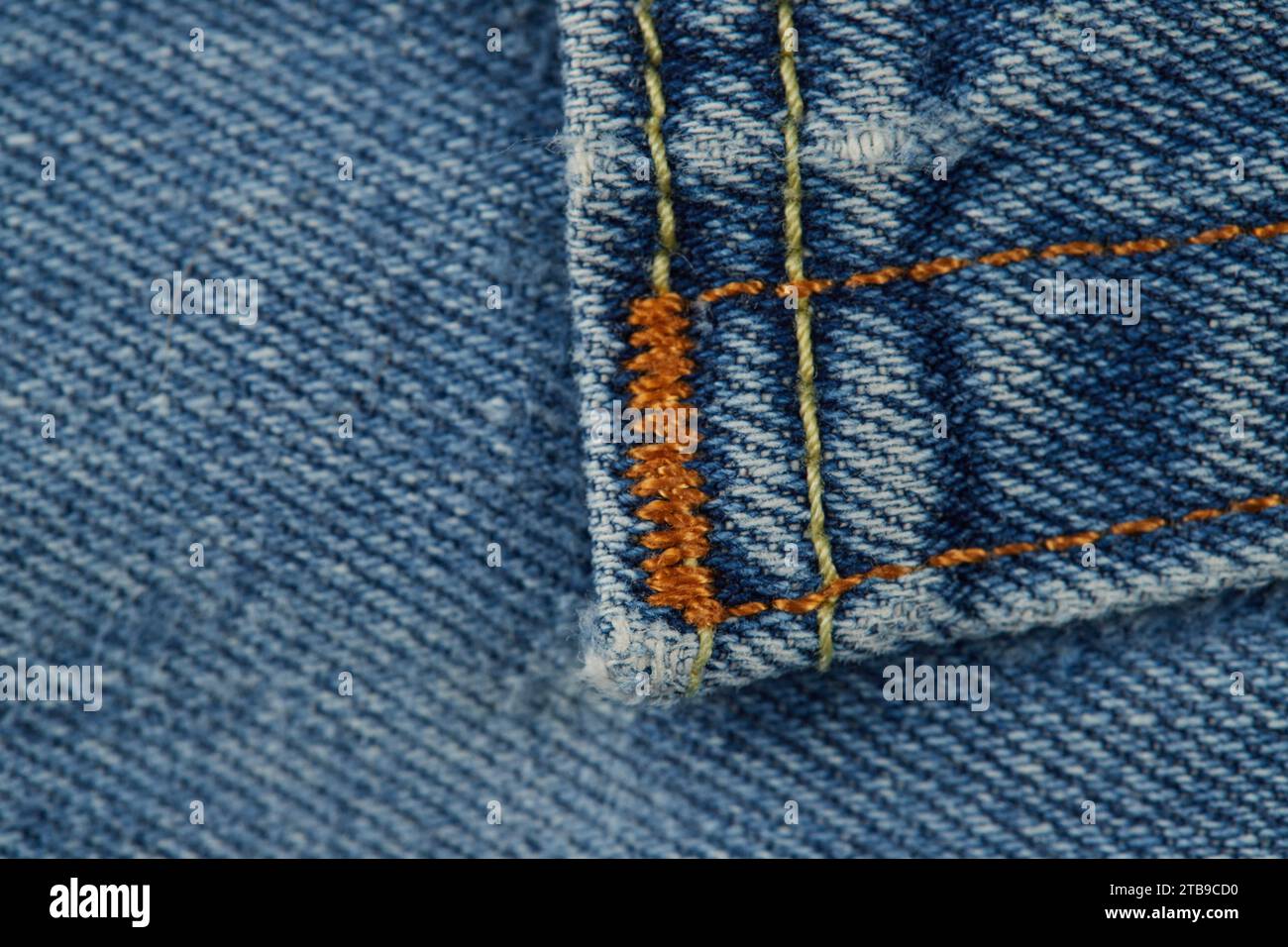 Denim Textile Industrie, Jeans, Jacken, Röcke, Hosen, alter Denim, verblasster Denim. Denim, wie es heute bekannt ist, wurde erstmals in Nimes Frankreich hergestellt!! Stockfoto