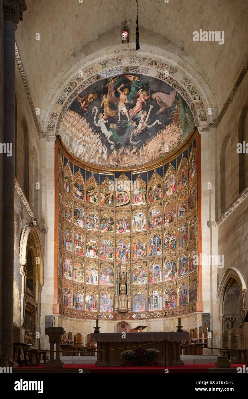 Die Alte und neue Kathedrale von Salamanca, Spanien Las Catedrales Vieja y Nueva de Salamanca Hauptaltar der alten Kathedrale von den Delli-Brüdern Stockfoto