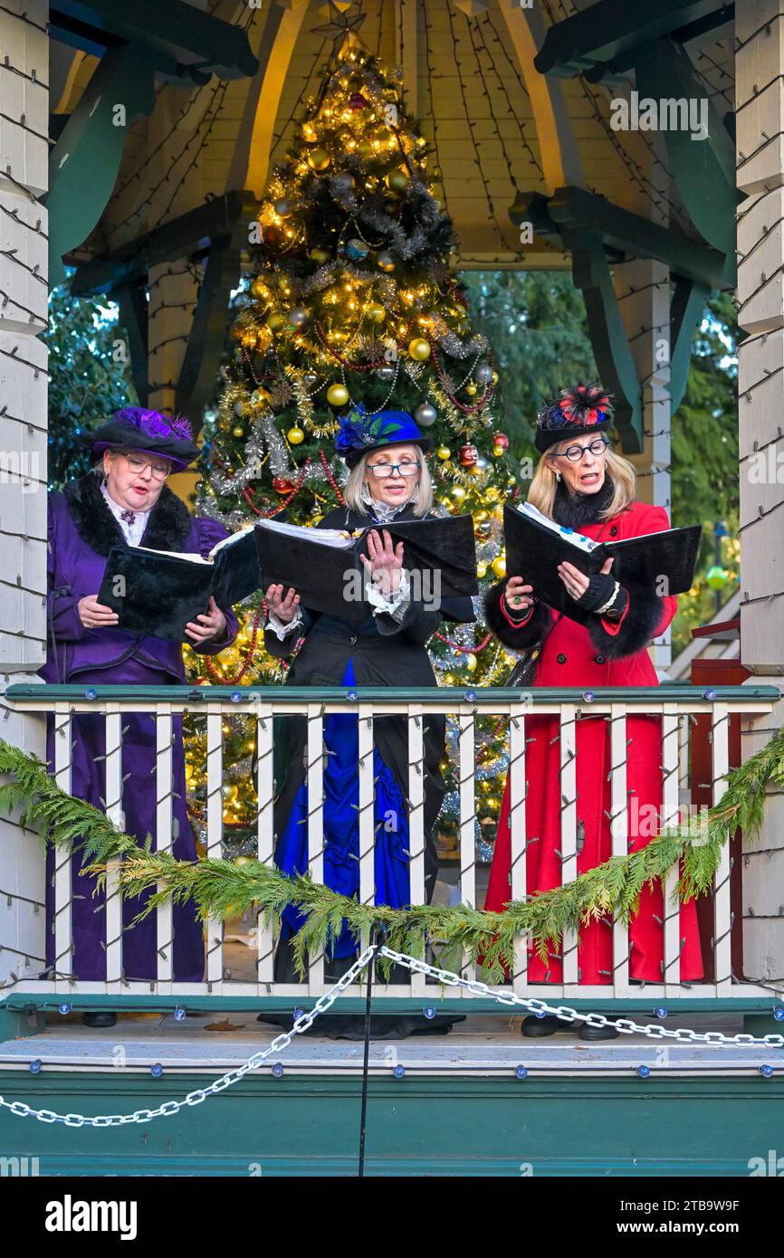 Carol Sänger, Heritage Christmas, Burnaby Village Museum, Burnaby, British Columbia, Kanada Stockfoto