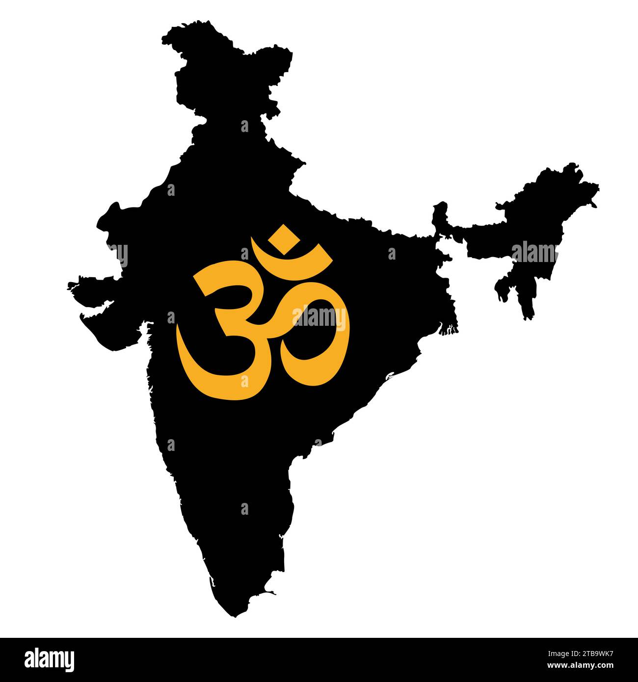Indien Karte mit OM Aum Hindu Symbol isoliert auf dem weiß Stock Vektor