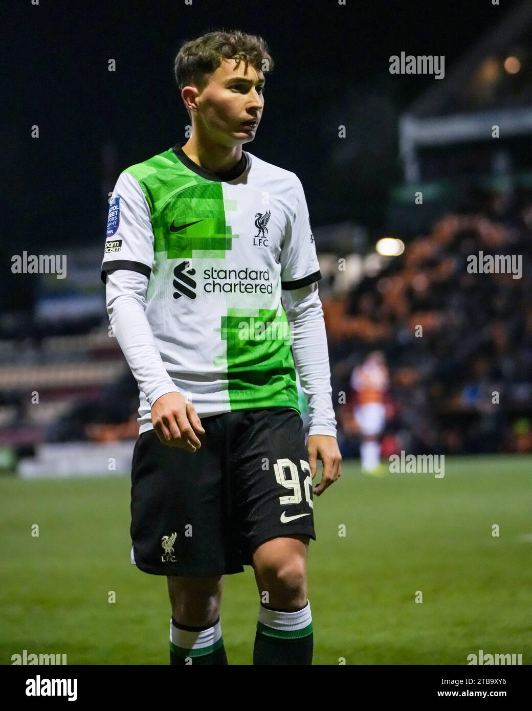 BRADFORD, GROSSBRITANNIEN. Dezember 2023. EFL-TROPHÄE: Bradford City AFC gegen Liverpool FC unter 21 Jahren Mateusz Musialowski von Liverpool FC Credit Paul B Whitehurst/Alamy Live News Stockfoto