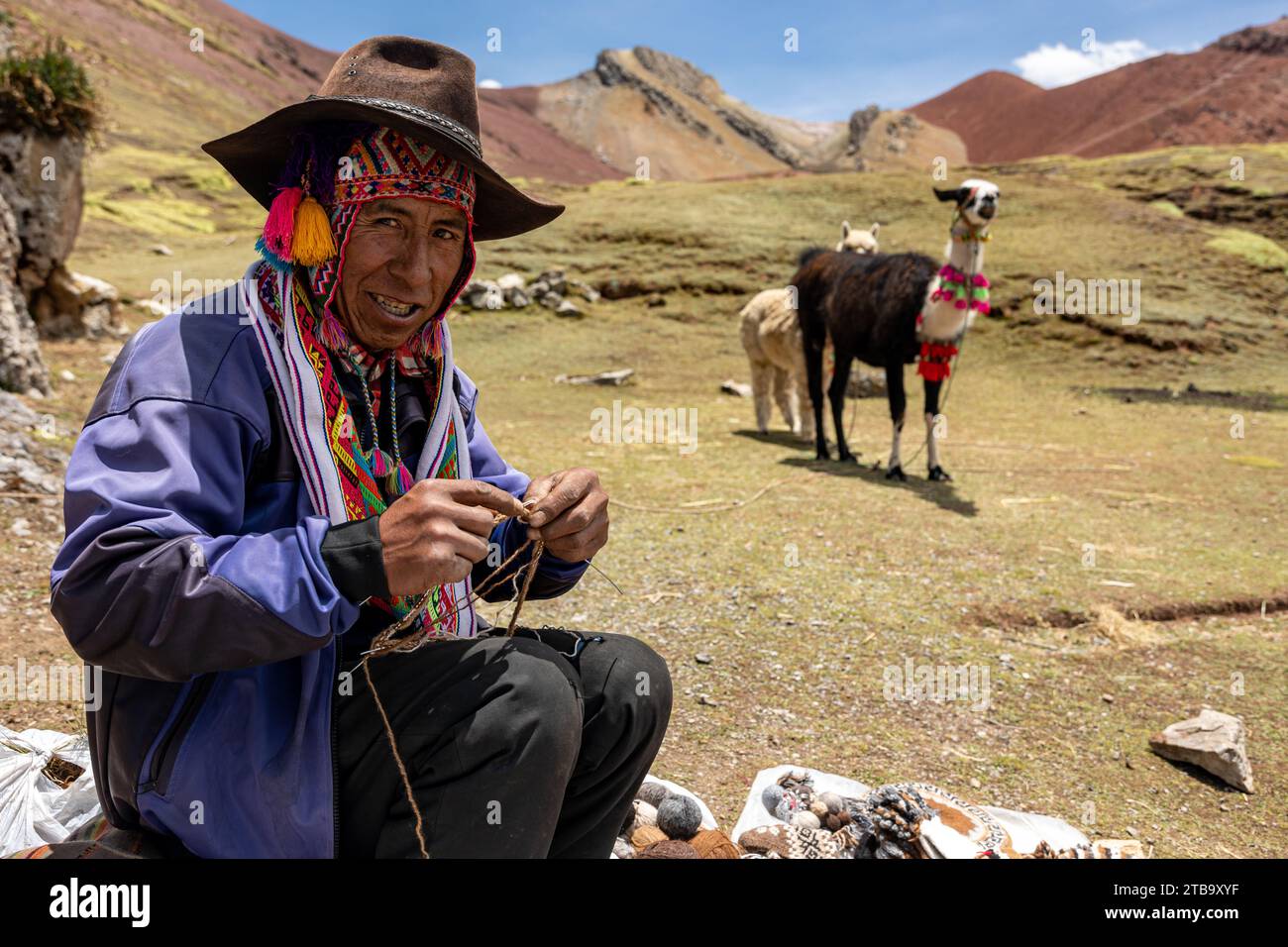 Porträt eines peruanischen Verkäufers Stockfoto
