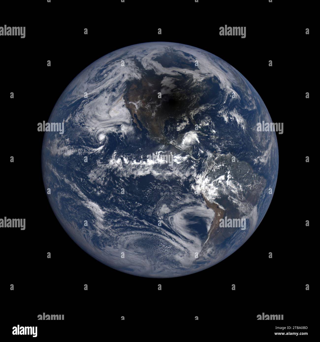Natürliches Farbbild des Mondschattens, der Nordamerika überquert. Stockfoto