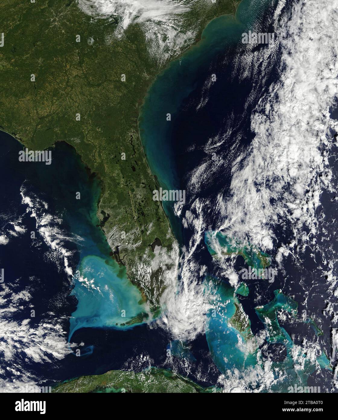 1. Oktober 2022: Satellitenansicht des Hurrikans Ian in Naturfarben, wenige Tage nach dem Landfall in Florida. Stockfoto