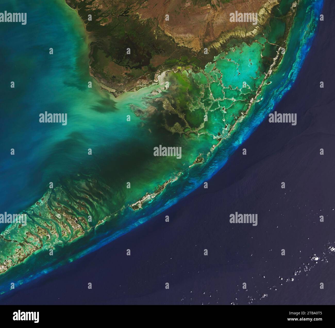Satellitenblick in natürlichen Farben auf die Florida Keys. Stockfoto