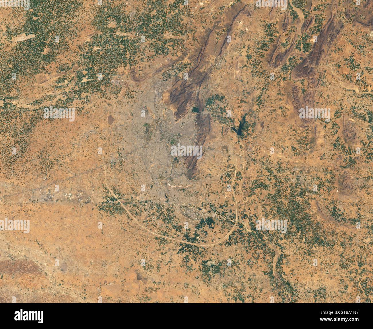 Satellitenblick auf die Stadt Jaipur. Stockfoto