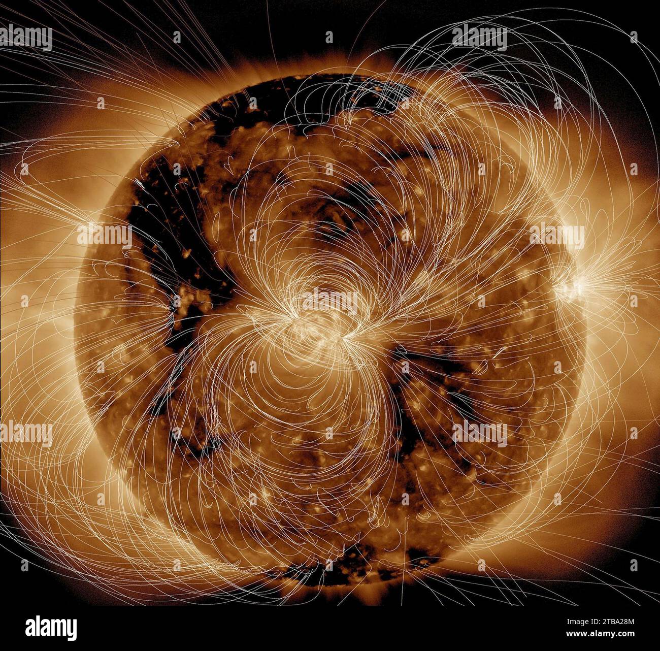 10. August 2018 - Blick auf das Magnetfeld der Sonne. Stockfoto