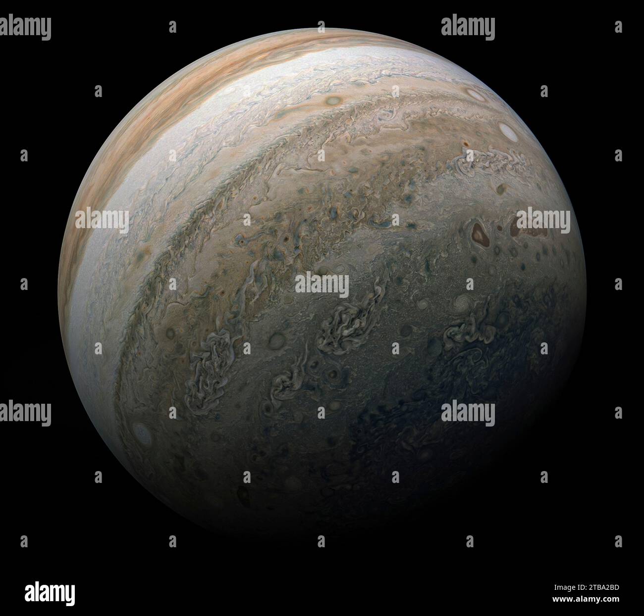 17. Februar 2020: Die südliche Hemisphäre des Jupiter. Stockfoto