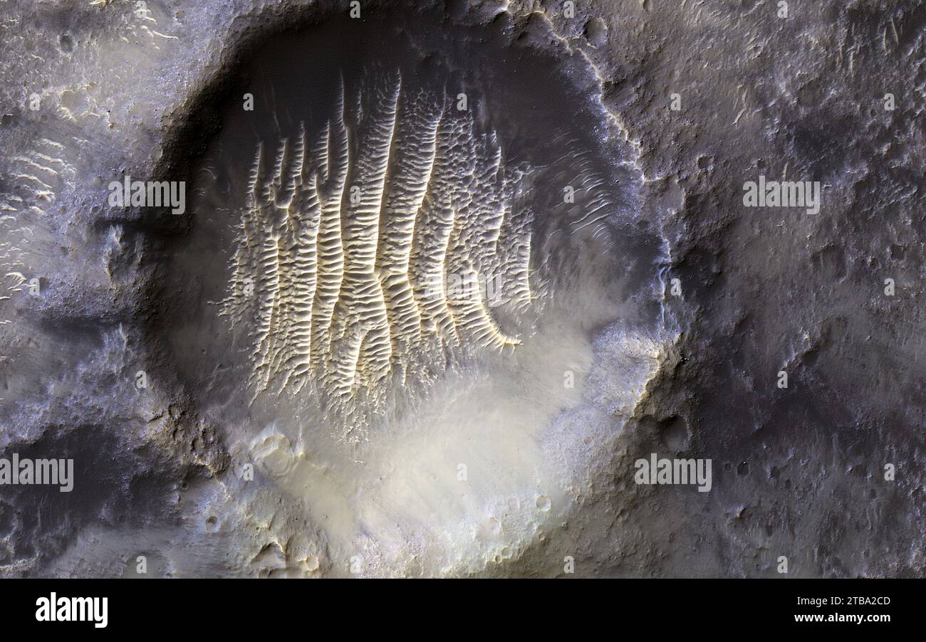 Airy-0-Krater auf dem Mars. Stockfoto