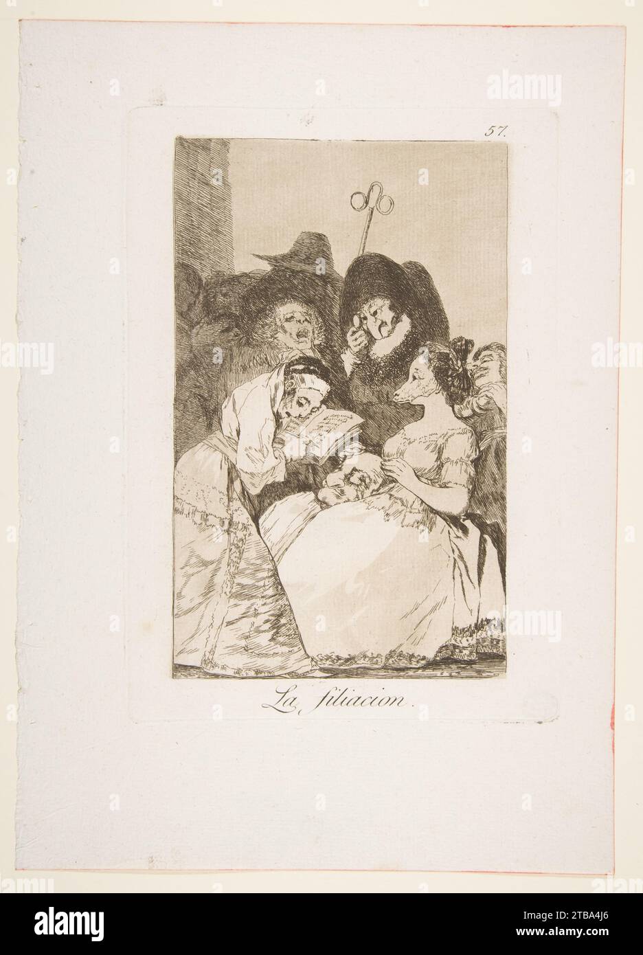 Platte 57 aus 'Los Caprichos': Die Filiation (La filiacion) 1918 von Goya (Francisco de Goya y Lucientes) Stockfoto