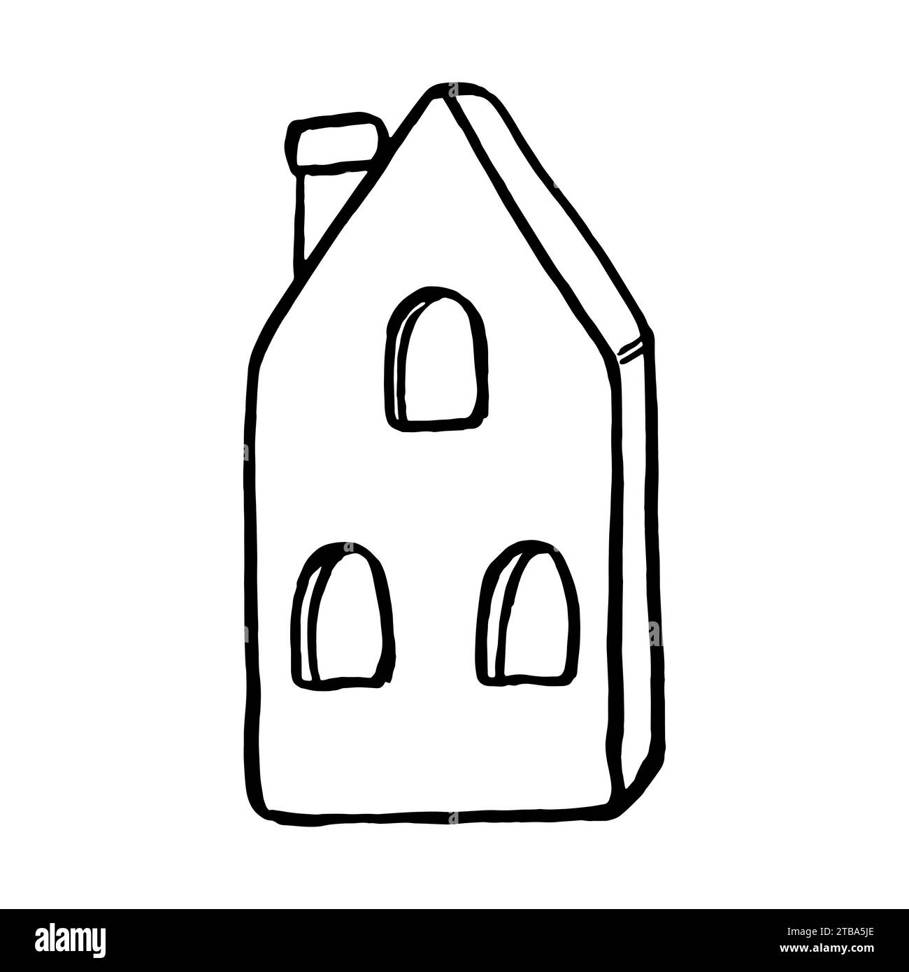 Skizzenvektor-Illustration eines Wohndekors Elemente. Keramik-Taschenlampe, Kerzenleuchter-Haus. Eine einfache Handzeichnung mit Linien. Schwarze Kontur linear Stock Vektor