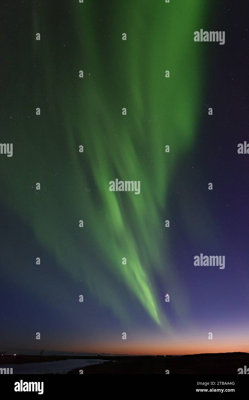 Aurora Borealis mit Venus und Jupiter vom Hotel Ranga am 14. März 20023 Stockfoto