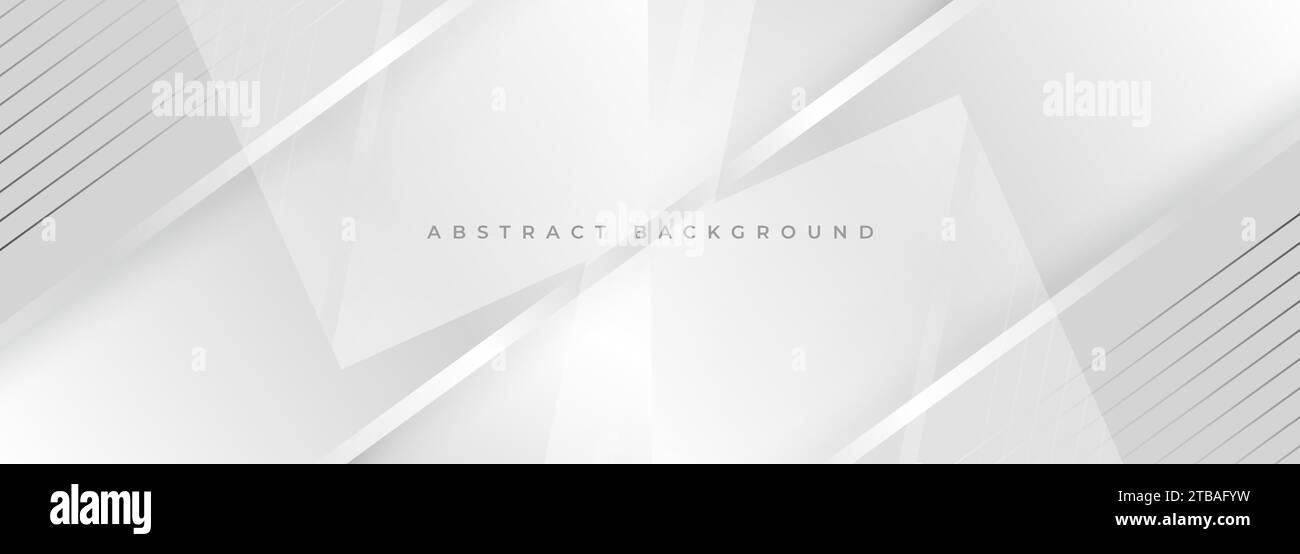 Weißer und grauer moderner abstrakter Hintergrund mit geometrischen diagonalen Linien und Streifen. Vektorillustration graues breites Banner Stock Vektor