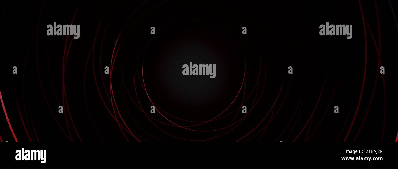 Schwarzer und roter abstrakter 3D-Bannerhintergrund mit geometrischen Kreislinien. Vektorabbildung Stock Vektor