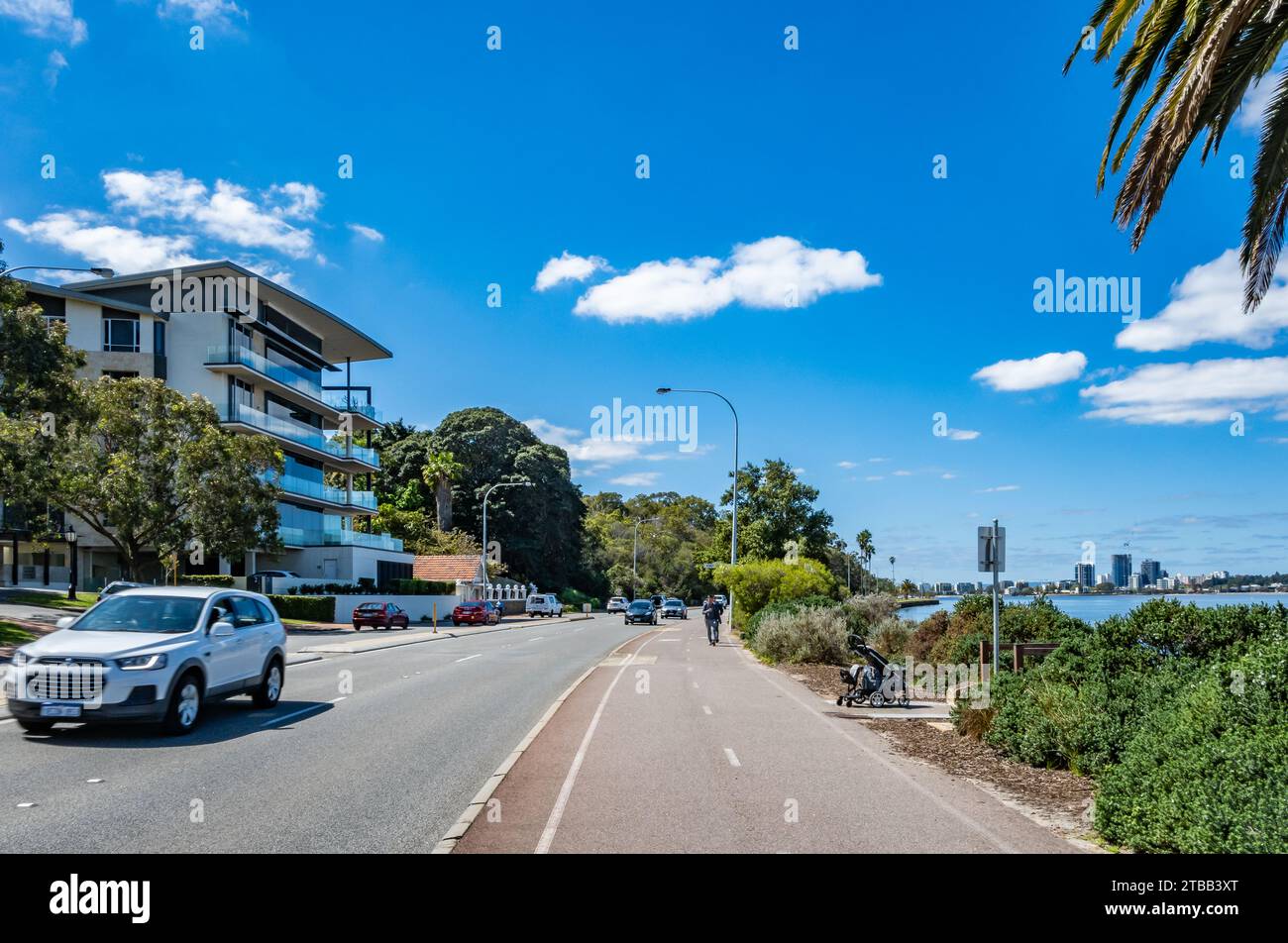 Straße entlang der Küste. Perth, Westaustralien. Stockfoto