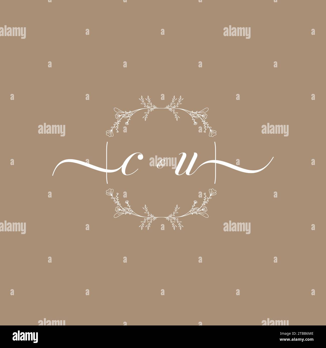 CU Handschriftenlogo der ersten Signatur, Hochzeit und Modekonzept Stock Vektor