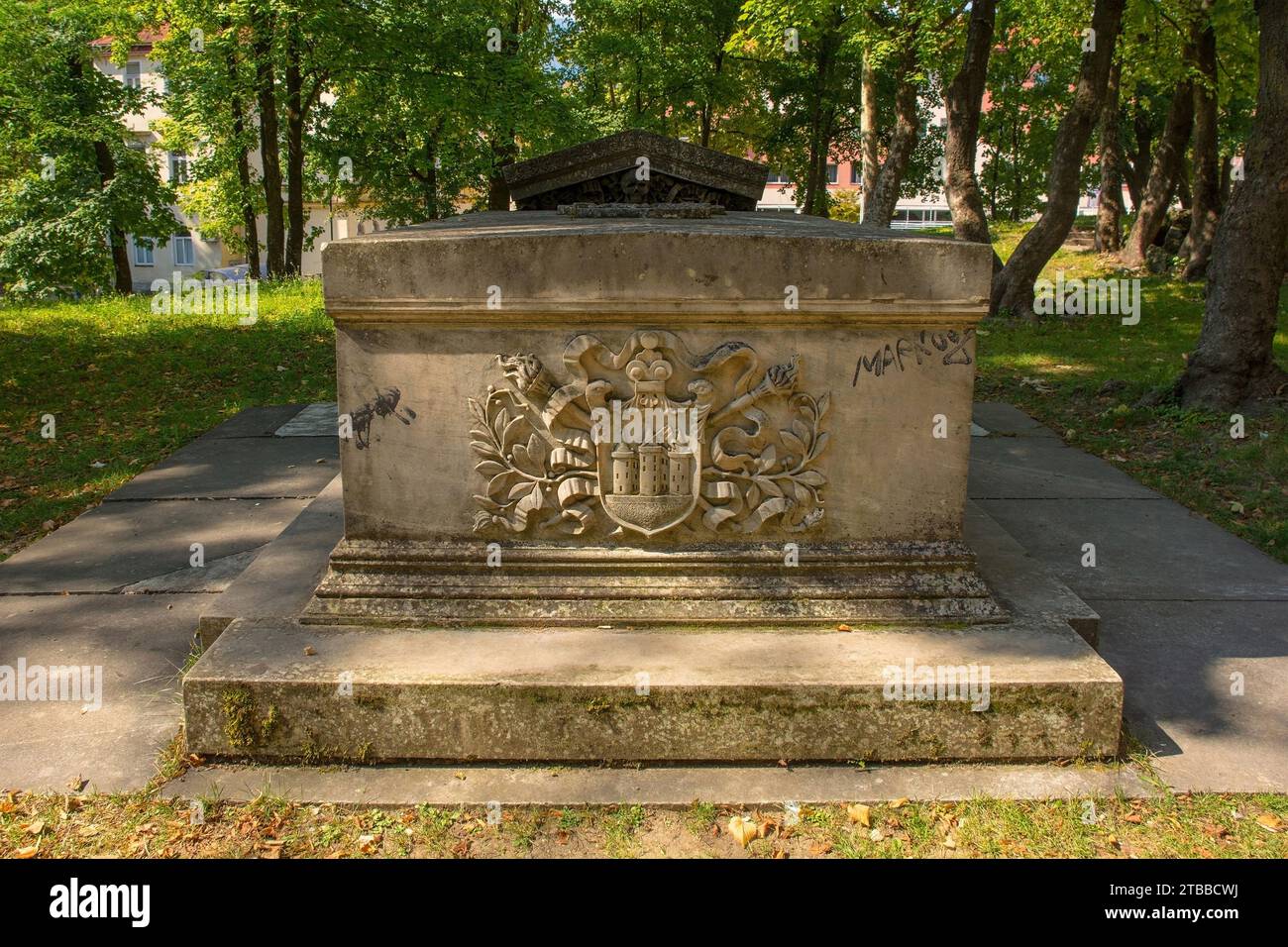 Bihac, Bosnien 7. September 2023. Ein Sarkophag in der Kirche St