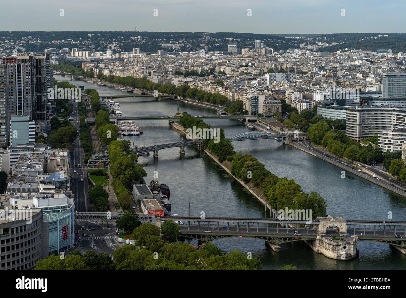 Paris Stadtbild, Luftsicht auf Paris, die seine Stockfoto