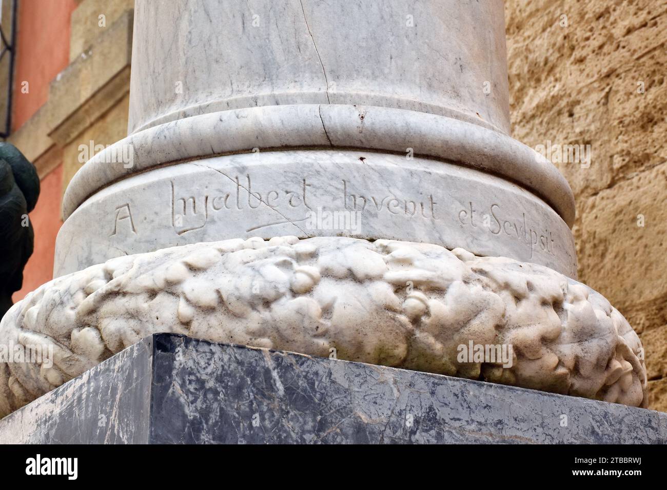 Gedenkstätte für Casimir Péret, Bürgermeister von Béziers, der sich gegen den Putsch von 1851 erhob, wurde deportiert und starb als Fluchtversuch. Bildhauer Antoni Injalbert Stockfoto