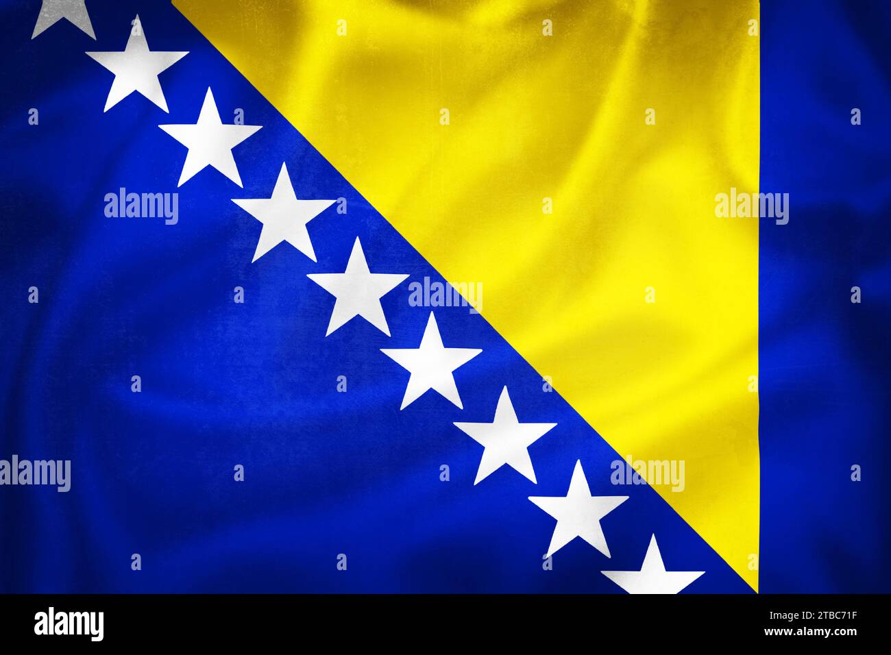 Grunge 3D-Illustration der Flagge von Bosnien und Herzegowina, Konzept von Bosnien und Herzegowina Stockfoto
