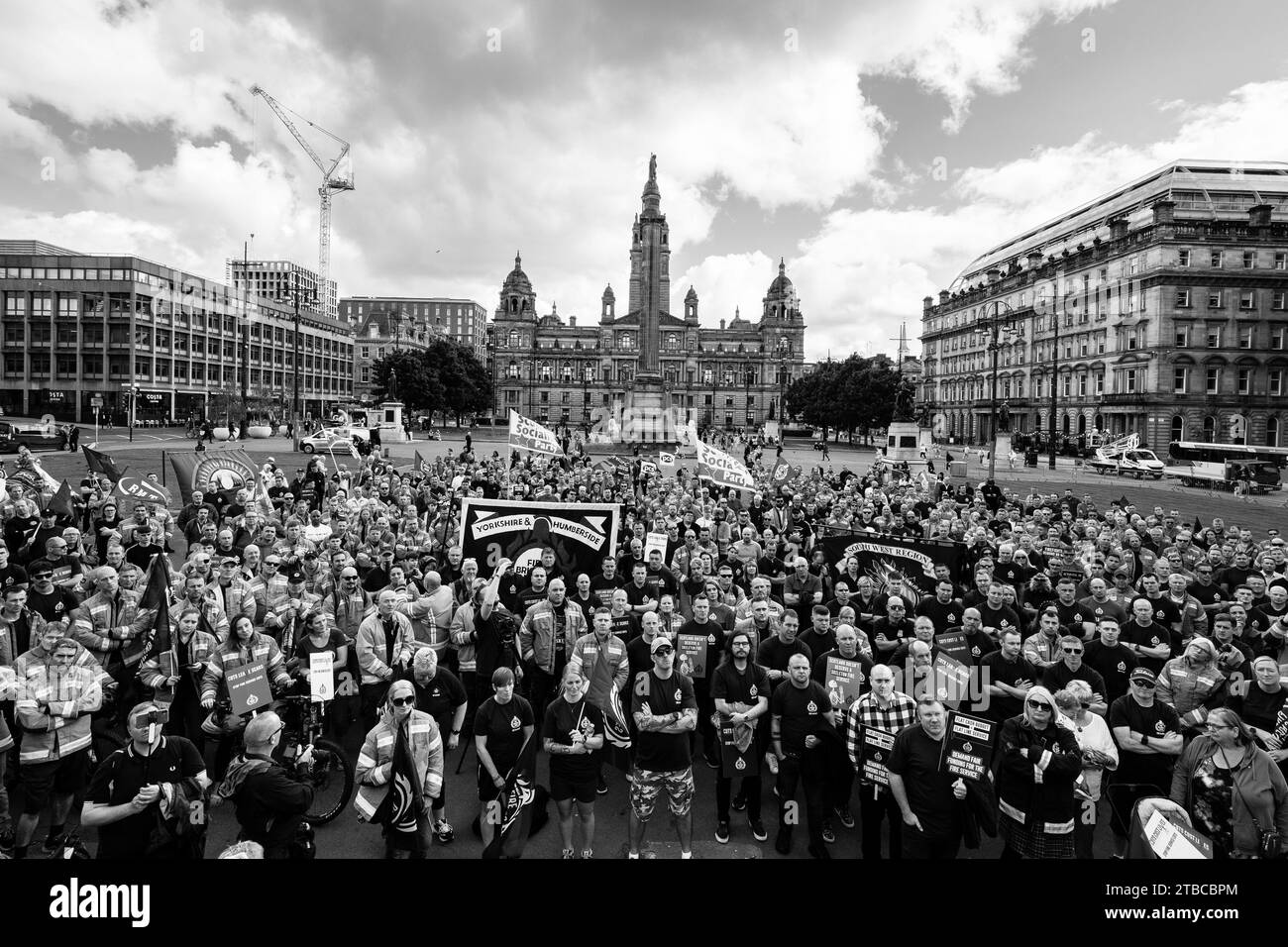 Die Schottische Feuerwehrmannschaftsrallye Glasgow Stockfoto