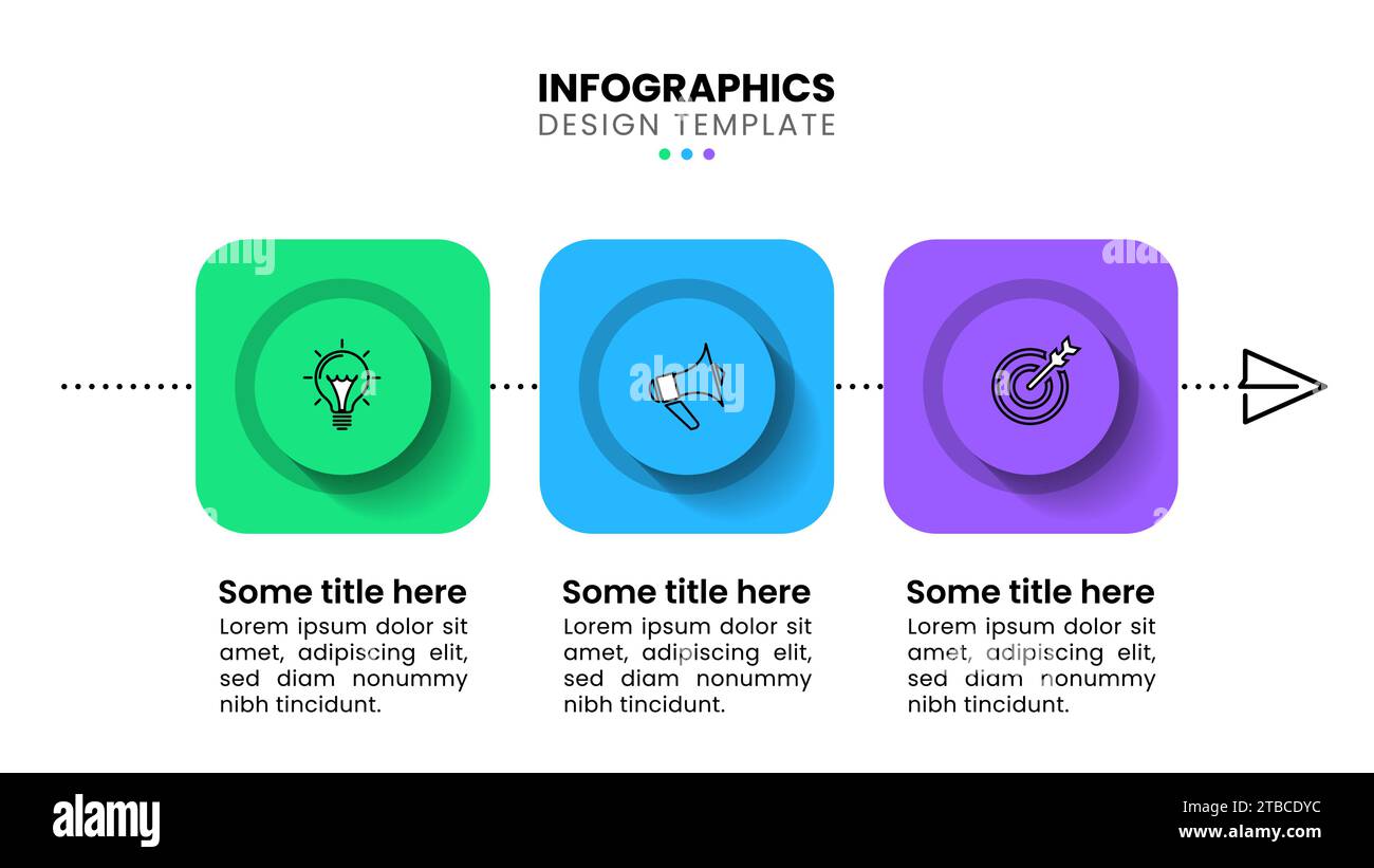 Infografik-Vorlage mit Symbolen und 3 Optionen oder Schritten. Abstrakte Form auf Linie. Kann für Workflow-Layout, Diagramm, Banner und Webdesign verwendet werden. Vektoril Stock Vektor