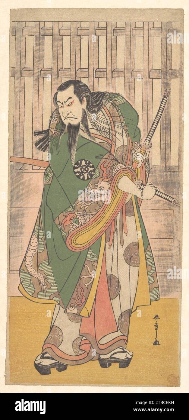 Der Schauspieler Nakamura Nakazo I als der ältere Samurai Hige no Ikyu 1914 von Katsukawa Shunsho Stockfoto