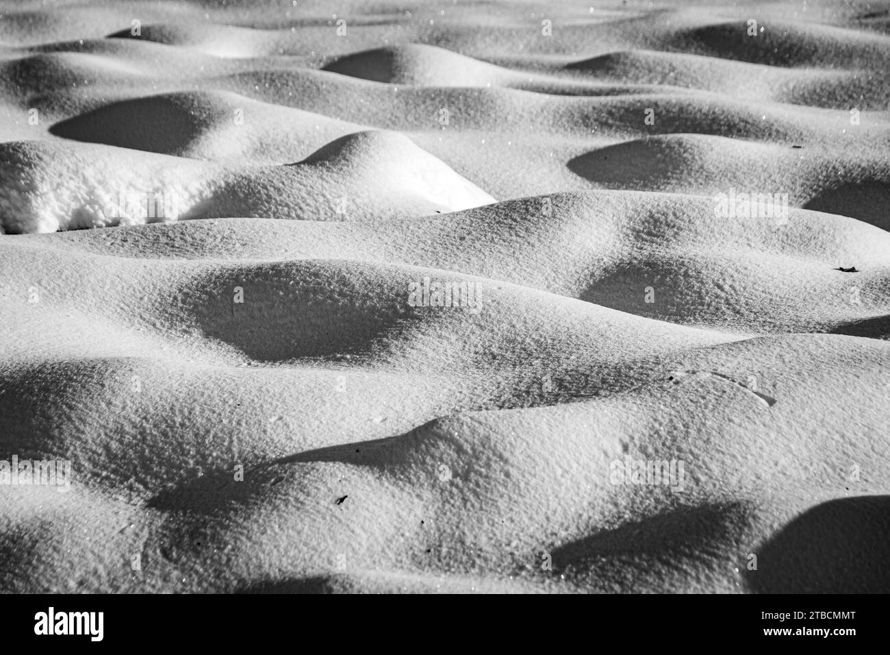 Eine Nahaufnahme einer verschneiten Landschaft. Stockfoto