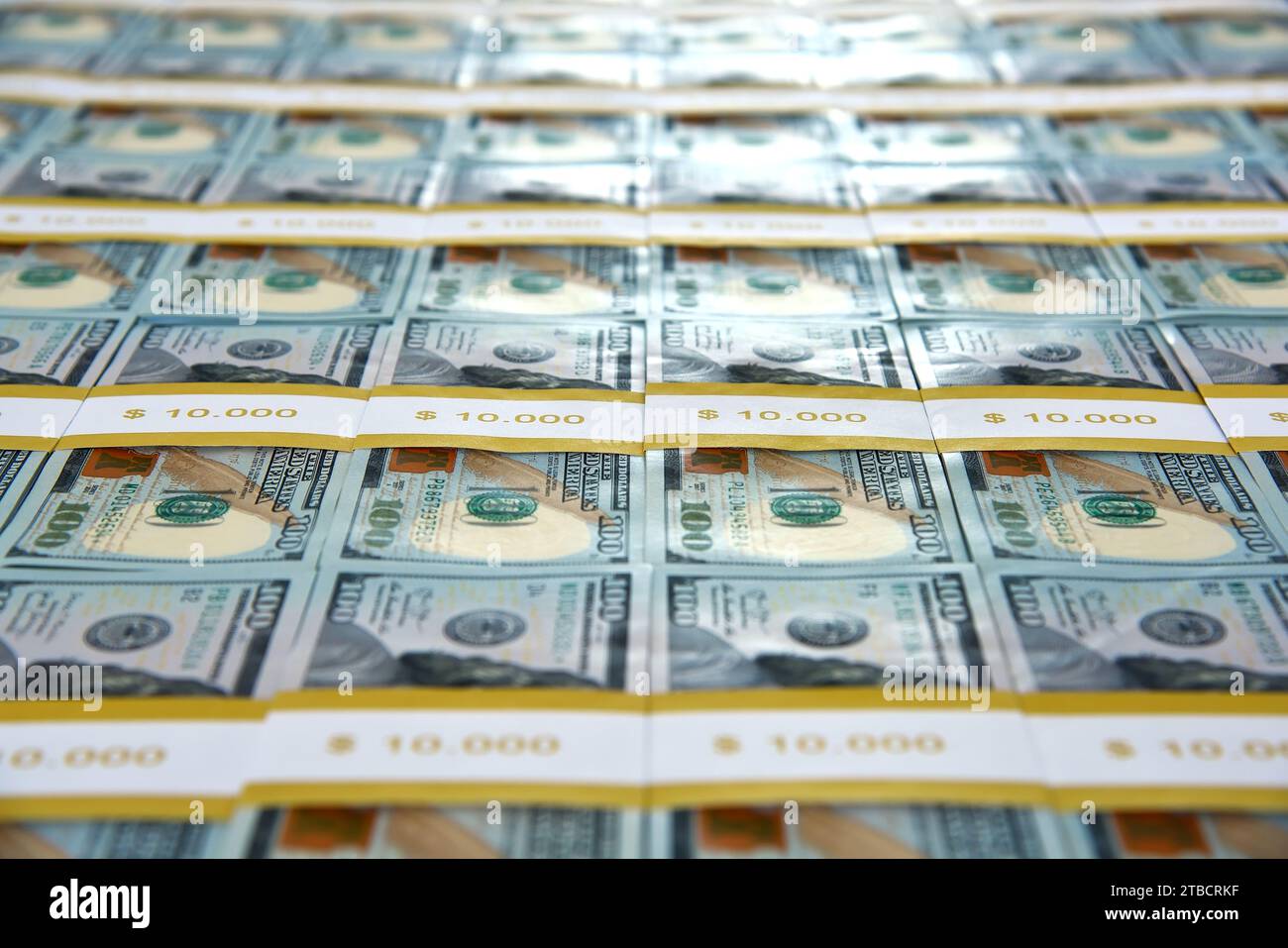 Bundles mit amerikanischem Dollarhintergrund. Business-, Bestechungs- und Finanzkonzept. Nahaufnahme Stockfoto