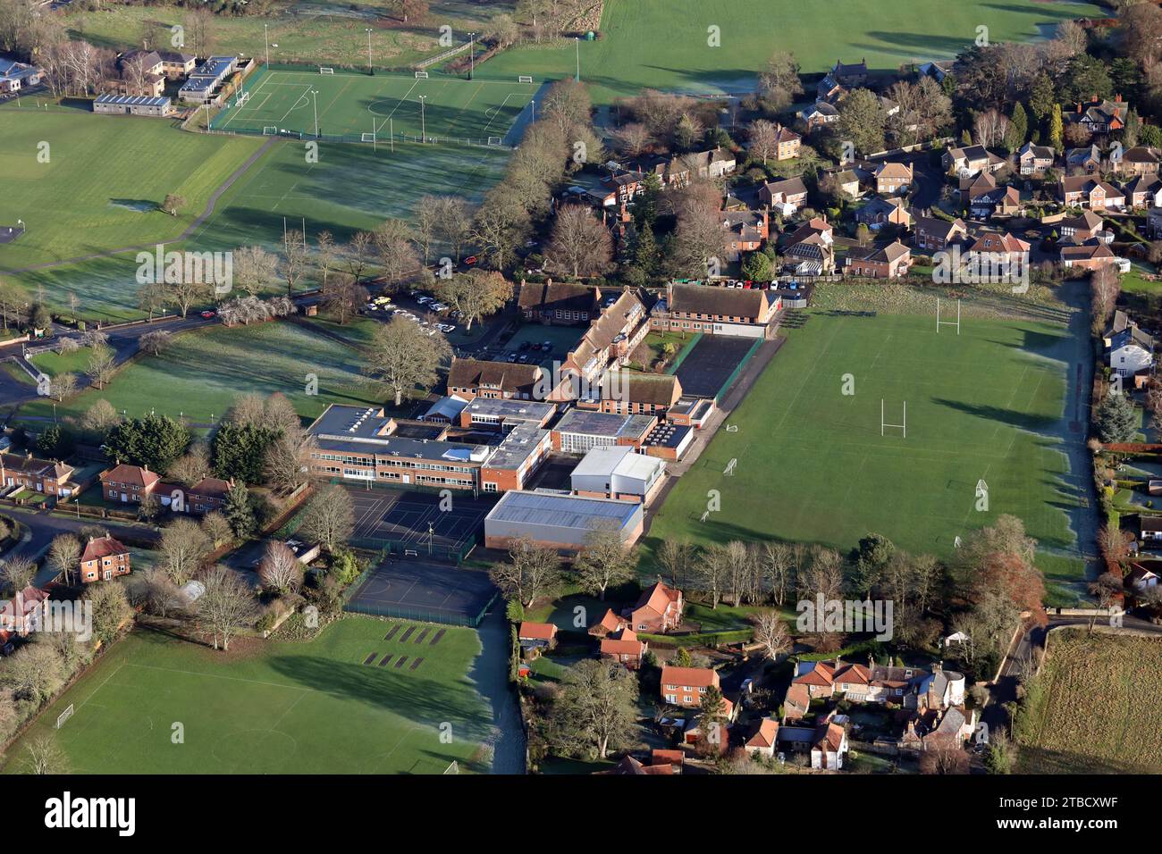 Luftaufnahme der Outwood Academy School, einer Sekundarschule in Ripon, North Yorkshire Stockfoto