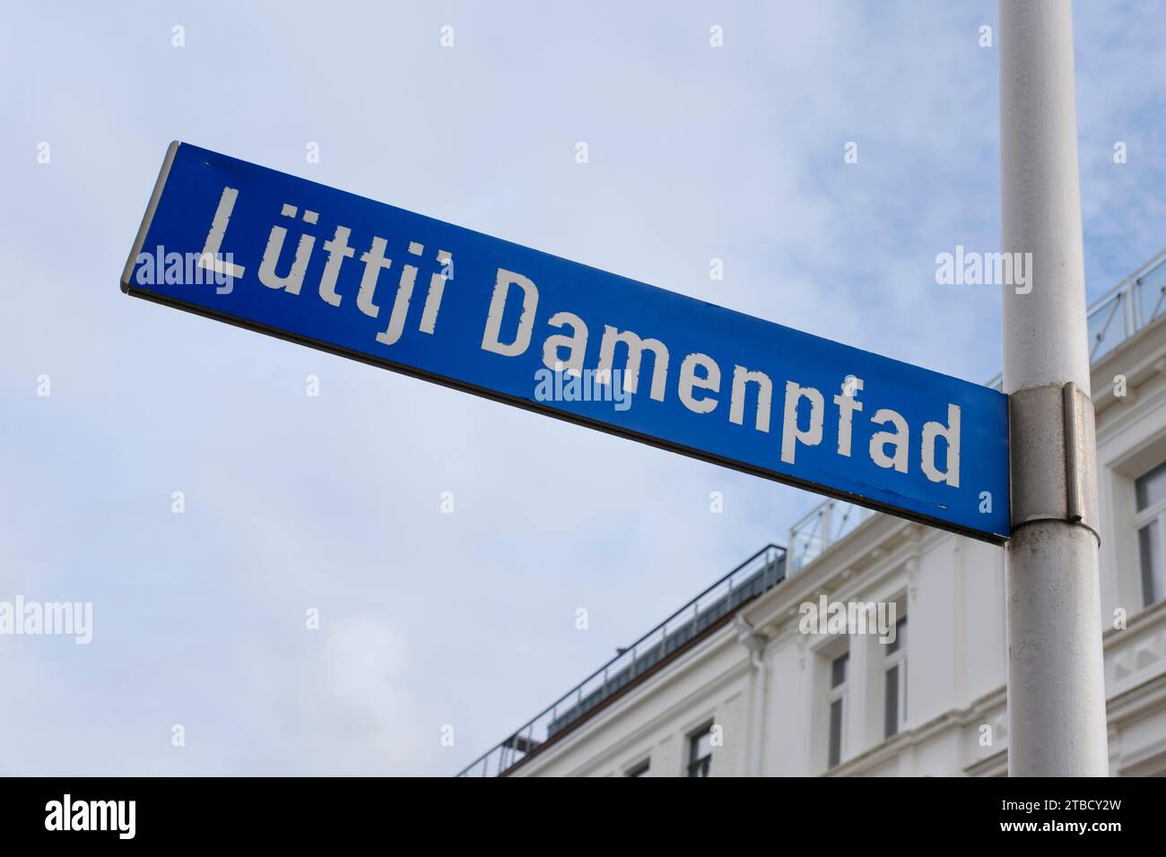 Lüttji Damenpfad, Schild an der Straße von Norderney Stockfoto