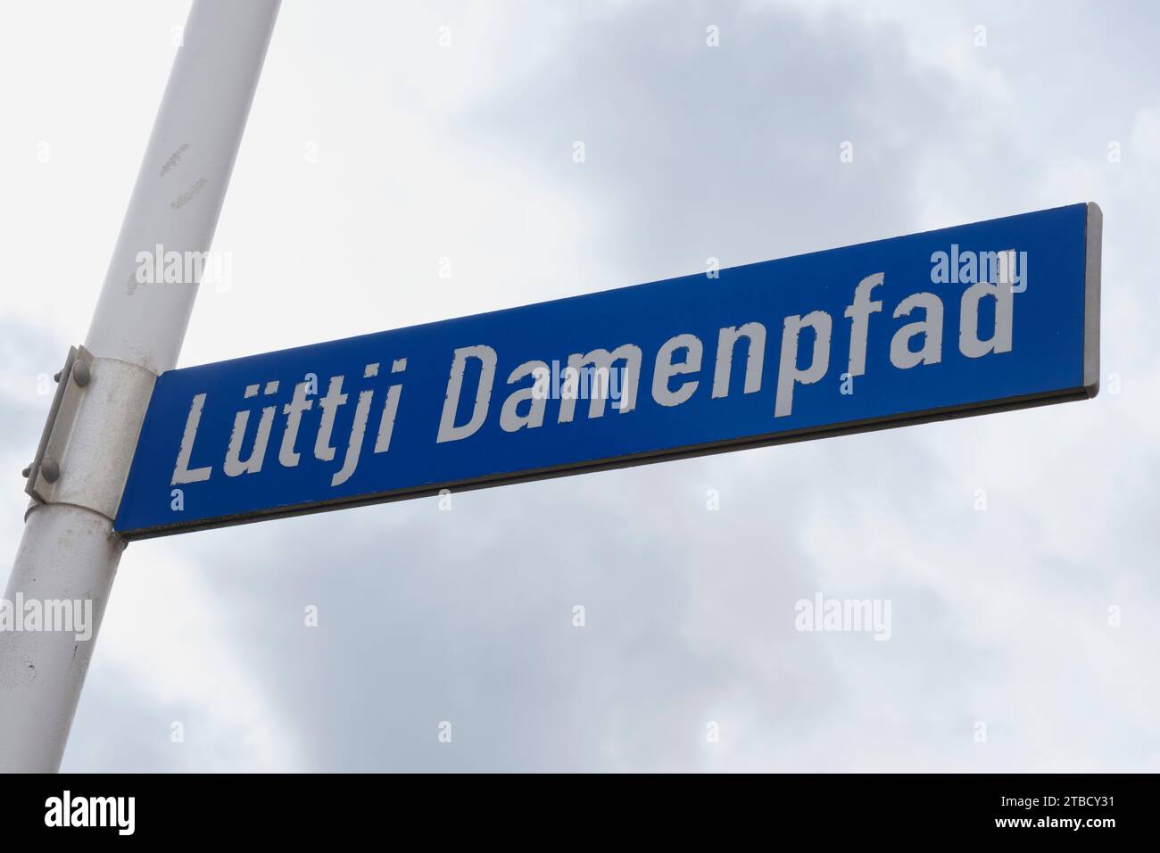 Lüttji Damenpfad, Schild an der Straße von Norderney Stockfoto
