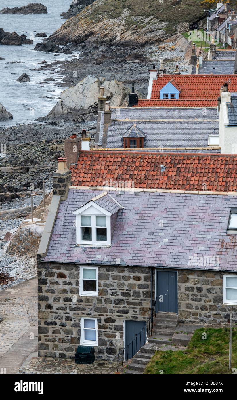 Crovie Village im November. Crovie, Aberdeenshire, Schottland Stockfoto