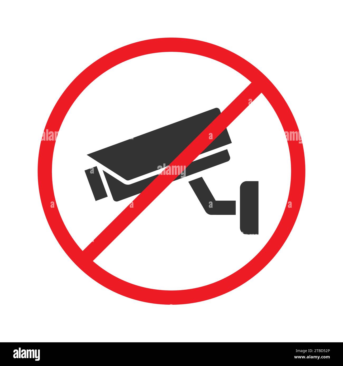 Kein Sicherheitskamerasymbol. Symbol für Filmsperre. CCTV-Kamera und Verbotsschild. Vektorabbildung Stock Vektor