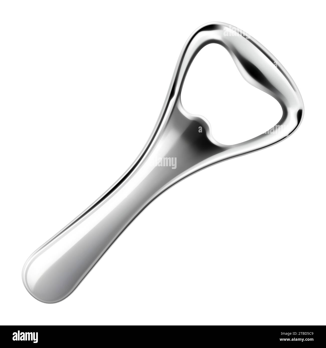 Flaschenöffner, isoliert auf weißem Hintergrund. Bierflaschenöffner. Manueller Dosenöffner Aus Edelstahl. Realistische 3D-Vektordarstellung Stock Vektor