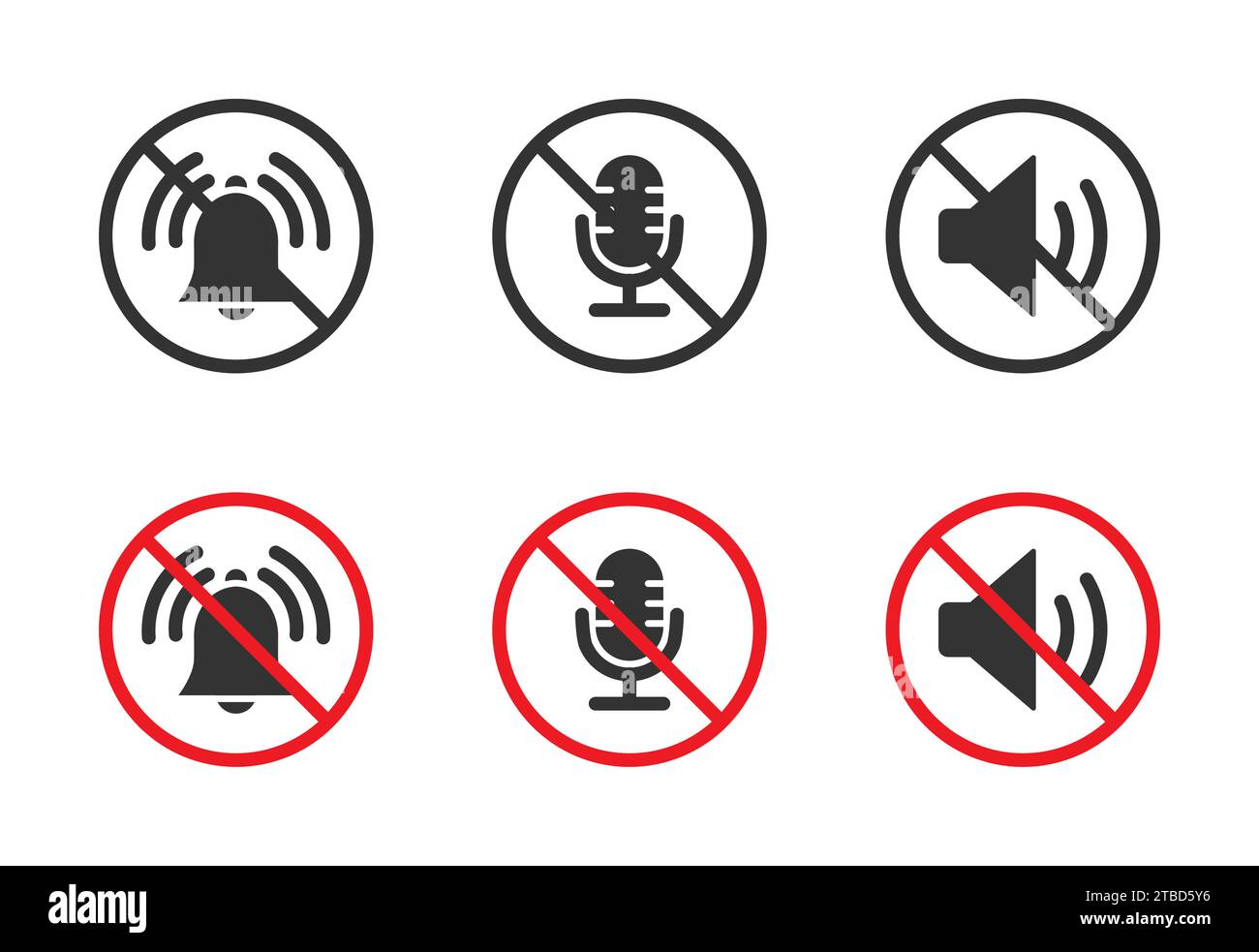 Symbol für Ton aus gesetzt. Stummschaltungstaste Lautsprecher. Keine Tonsymbole. Vektorabbildung Stock Vektor