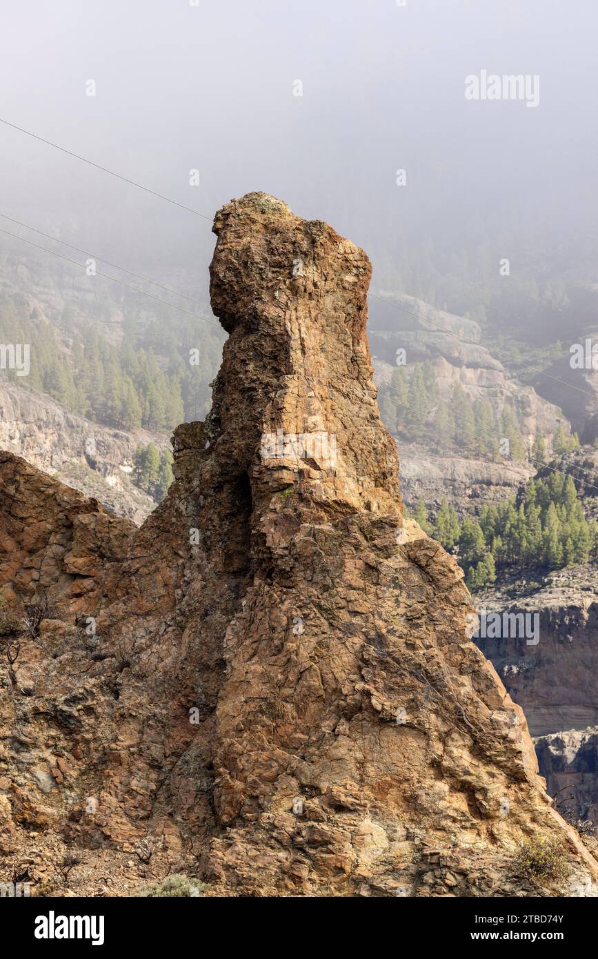 Vulkanische Gesteine, grobes Material, Mirador Degollada de la Cruz Grande, San Bartolome de Tirajana, Gran Canaria, Kanarische Inseln Stockfoto