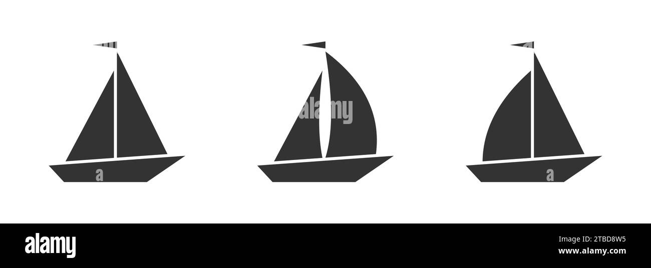 Segelboot-Symbol. Symbol „Versand“. Illustration des flachen Vektors Stock Vektor