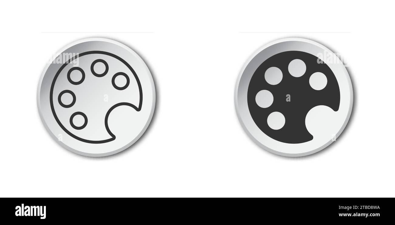 Symbol für Malerpalette. Symbol für Farbänderung. Lineares, flaches und farbiges Design. Vektorabbildung Stock Vektor